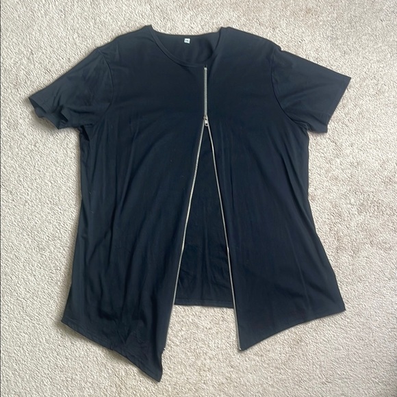 Black Asymmetrical Short Sleeve Tee - Picture 2 of 4